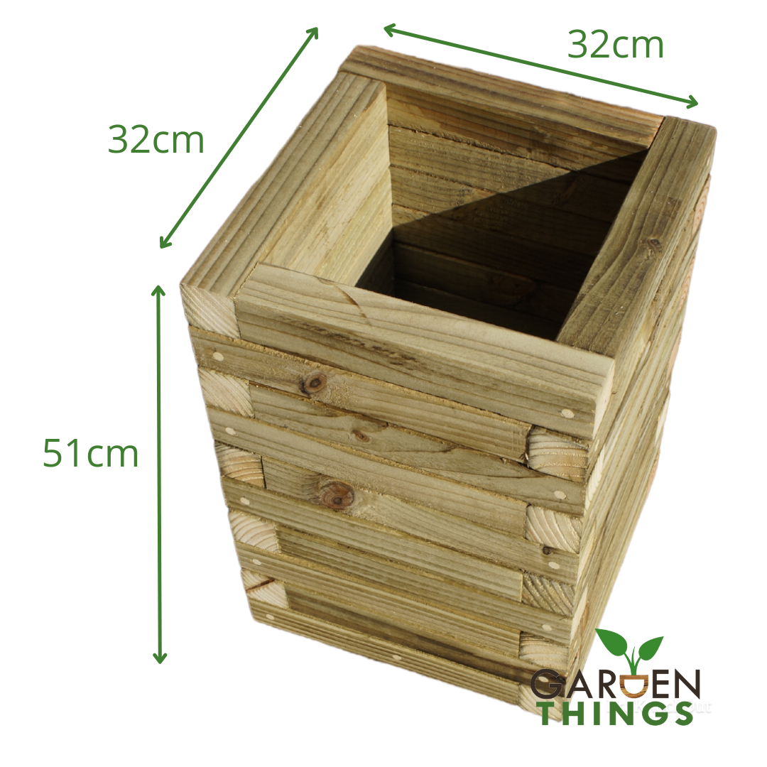 Wooden Block Planter 32cm(W) x 32cm(L) x 51cm(H)