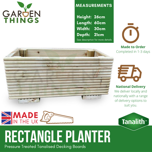 Decking Planter 30cm(W) x 60cm(L) x 26cm(H)