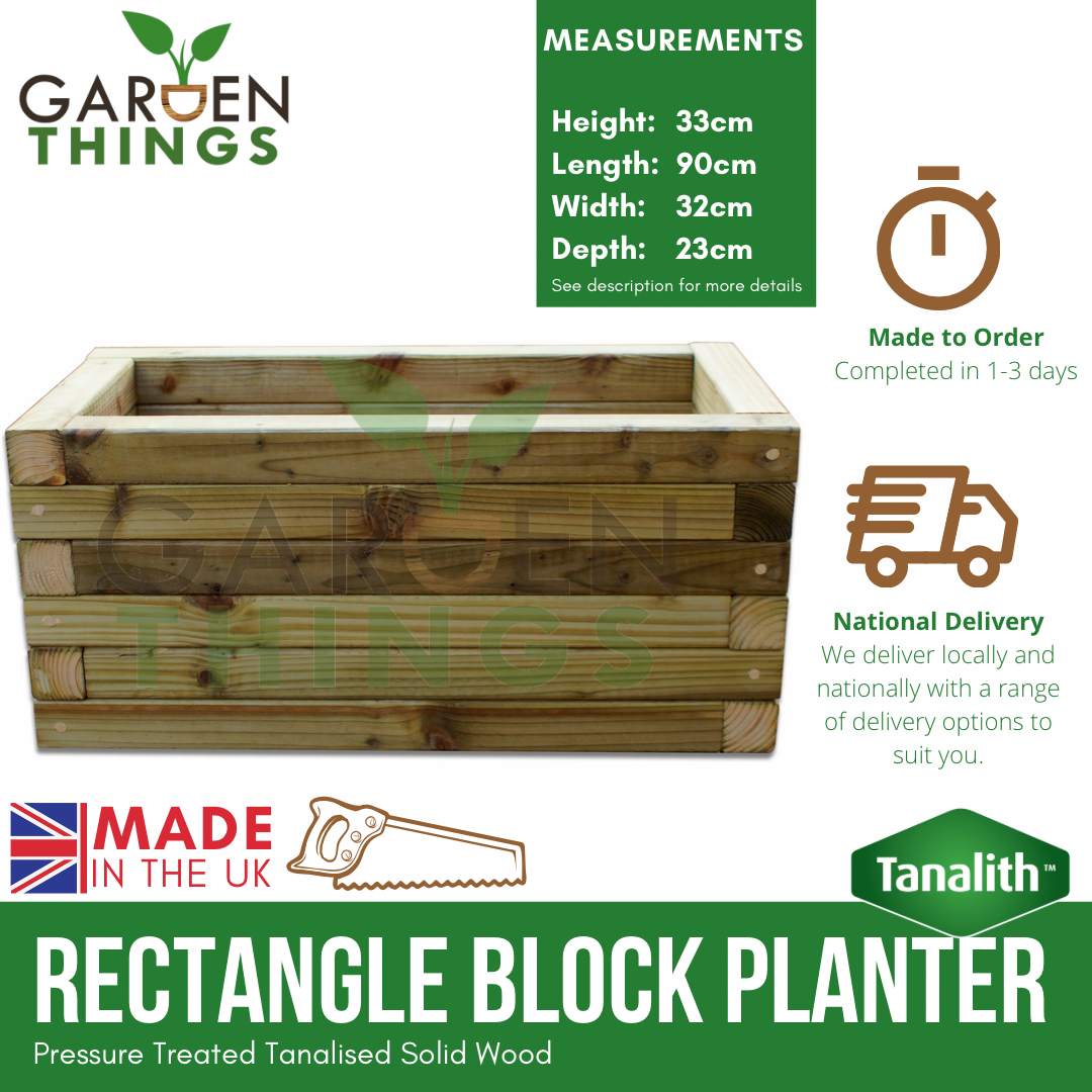 Wooden Block Planter 32cm(W) x 90cm(L) x 33cm(H)