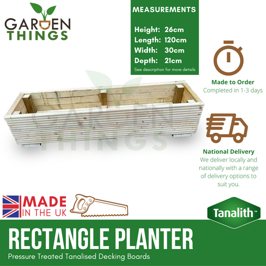 Decking Planter 30cm(W) x 120cm(L) x 26cm(H)